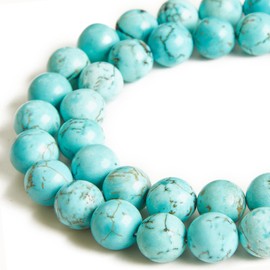 60 abalorio redondas sueltas de 6 mm de color turquesa natural para hacer joyas