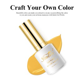 Imtiti Gel Nail Polish, 0.5 Fl Oz Warm Yellow Gel Polish Soak Off LED UV Nail Gel Polish Autumn Winter Nail Polish DIY Nail Art Manicure Salon Gel Nail Kit for Women Girls
