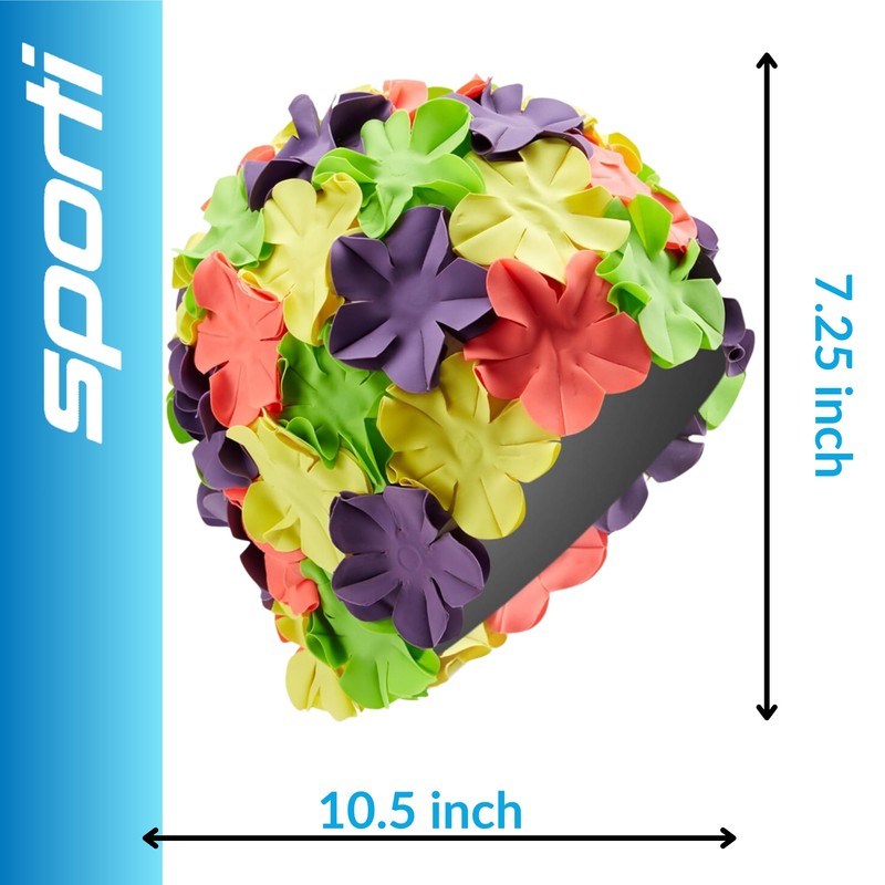 Sporti Flower Swim Cap (Yellow/Hot Pink/Emerald/Purple)