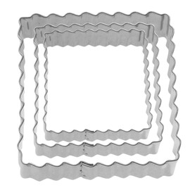 Westmark Terrassenkeks-Ausstechformen-Set Quadrat, Gewellte Kanten, 3-teilig, Größen: ø 4,5,6 cm, Rostfreier Edelstahl, Quadrat gewellt, Silber, 35272291