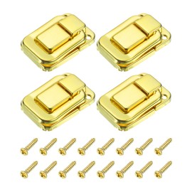 sourcing map 4Pcs Toggle Catch Lock, 1.89" x 1.26" (LxW) Iron Hasp Lock Latch Clasp for Jewelry Box Wooden Case Toolbox, Gold