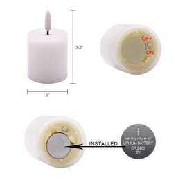 Eldnacele Flameless Flickering Votive Candles with Timer, Realistic Black Wick LED Pillar Candles D2” x H3” Battery Operated Candles Real Wax Set of 6 White(Battery Included)