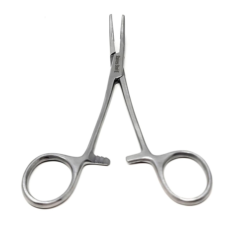 Set of 2 Curved + Straight Kelly Hemostat Forceps with