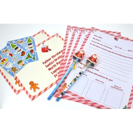 Storm&Lighthouse Two-Pack Letter to Santa Claus Writing Set for Kids 10 Piece Xmas Activity Pack with Red/Blue Sticker Sheets and Pencils Father Christmas Wish List for Boys and Girls