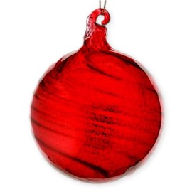 The Bridge Collection 3.5" Red Mercury Glass-Style Ball Ornament - Ruby Red Christmas Ornament - Vibrant Swirled Drop Ornament
