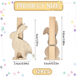 Pack of 12 Easter Rabbit Pegs Wooden Small Clothes Pegs Wooden Rabbits Wooden Clothes Pegs Rabbit Wooden Clothes Pegs Photo Clothes Line Wooden Pegs for Easter Party Gifts Clothing Photo Decoration