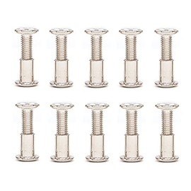 binifiMux 10-Set M8x16mm Rivet Countersunk Hex Socket Cap Bolts and Hex Head Barrel Nuts for Furnitures Cribs Chairs, Nickel Plated