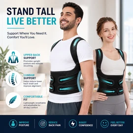 Posture Corrector Back Brace for Daily Support – Adjustable Upper & Lower Back Support for Home & Work
