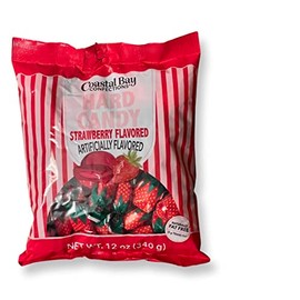 Coastal Bay Strawberry Flavored Hard Candy | 12 Oz | Aprox. 48 Pieces of Strawberry Goodness Per Package