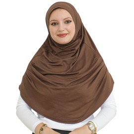 Prien Head Scarf for Women, Long Muslim Hijab Women, Turkish Khimar Scarf, Islamic Clothing, Ready-Made Hijab Headscarves Dresses, Muslim Sports Head Scarf Set, brown