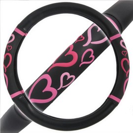 BDK Universal Fit Universal Love Story Steering Wheel Cover - Rubber (Love Story Pink)