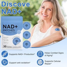 ISUNRISE Parches NAD para mujeres y hombres, parches NAD+ con NMN y resveratrol para apoyo antienvejecimiento y bienestar, 30 unidades