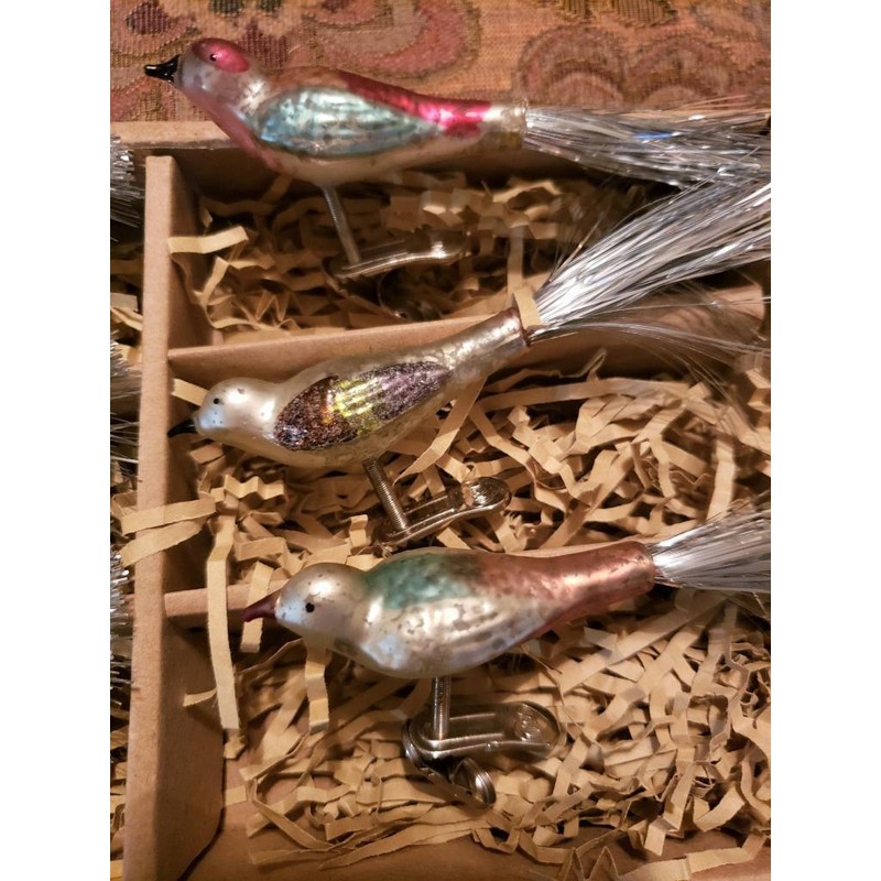 RAZ Imports NWT Set 6 RAZ Boxed 4.5" Glass Birds