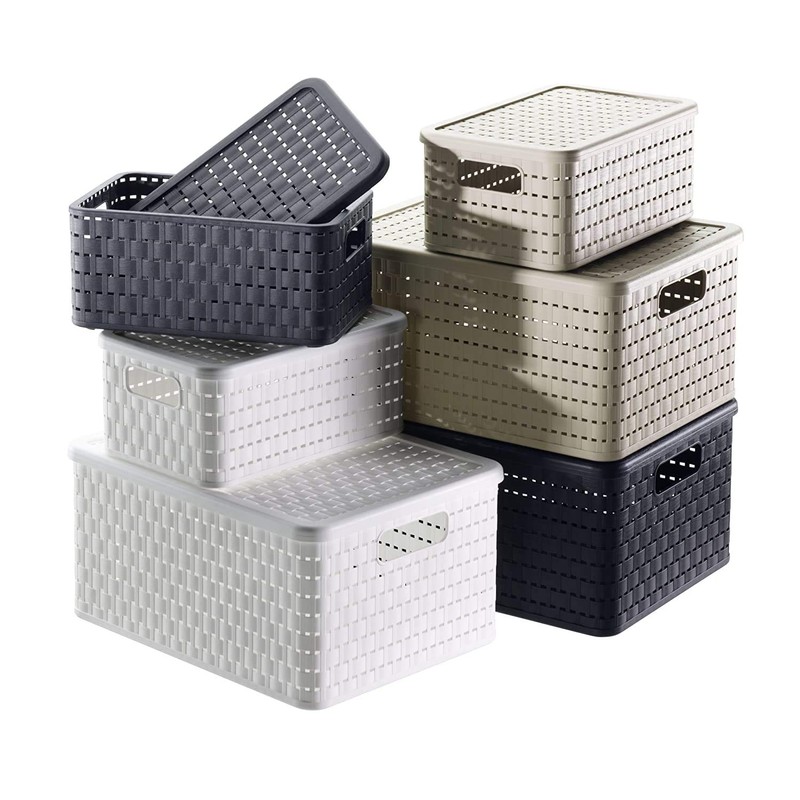 Rotho Country Rattan Effect Storage Box, 18 Litres, Plastic (Polypropylene),
