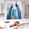 Yadshoti Peacock Shower Curtains Blue Beautiful Bird Flower Plant Watercolor