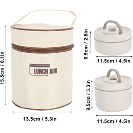 Contenedor de Almuerzo Aislado, Caja Sellada de Acero Inoxidable 304 con Bolsa Térmica, Diseño Redondo a Prueba de Fugas para el Trabajo, Escuela, Comedor Al Aire Libre, (2