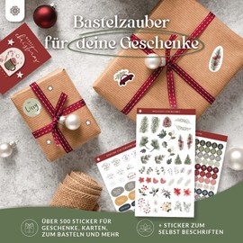 Lebenskompass Christmas Stickers - Set of 500+ Stickers for Gifts, Cards & DIY Projects - High Quality Decorative Stickers Christmas for Festive Crafts