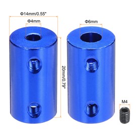 MECCANIXITY 4mm to 6mm Bore Rigid Coupling 25mm Length 14mm Dia M4 Aluminum Alloy Shaft Coupler Connector for 3D Printers DIY Car Boat Navy Blue, with 10pcs Coupling, 40pcs Screws, 2pcs Wrench