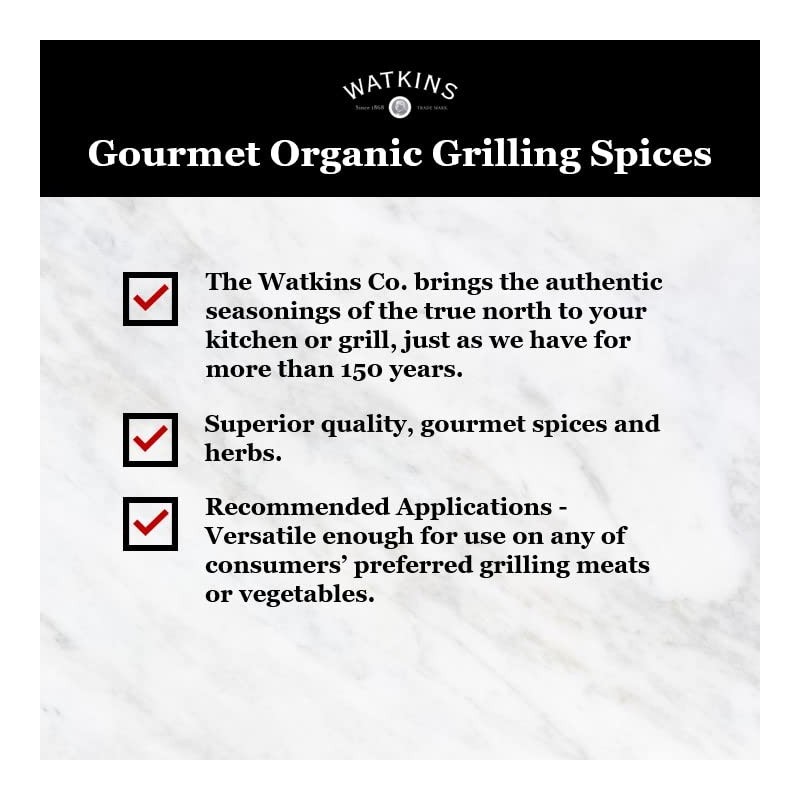 Watkins Organic Grilling Chicken Seasoning, Non-GMO, Kosher, 3.2 Oz, 1-Pack