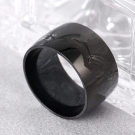 ZENSE - Men's Black Titanium Steel Ring ZR0164, Non-precious metal