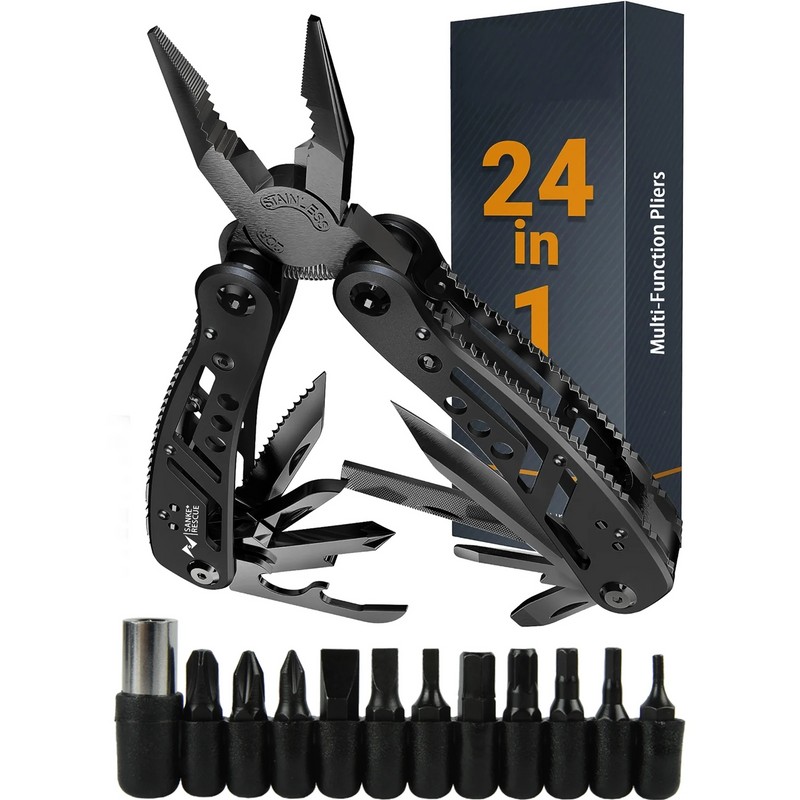 24-in-1 Stainless Steel Multitool for Repairs – Compact Pliers, Wire