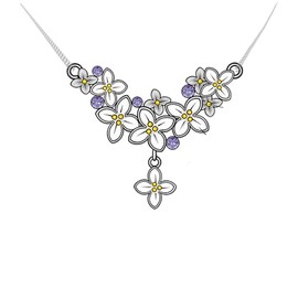YDD Lilac Flower Necklace for Women, 925 Sterling Silver Flower Pendant Necklaces Mothers Day Christmas Jewelry Gifts Wife Mom 18+2 inch