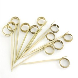 BambooMN 3.5" (9cm) Decorative Loop Ring Card Holder Cocktail Fruit Sandwich Picks Skewers for Catered Events, Holiday's, Restaurants or Buffets Party Supplies, 100 Pieces