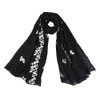 Premium Elegant Lace Cherry Blossom Floral Embroidered Scarf Wrap, Black