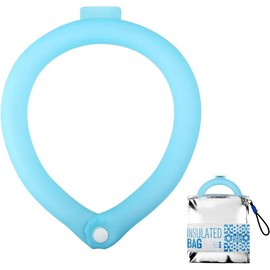 Neck Cooling Tube with Insulated Bag, Ice Neck Cooler Ring Wearable Body Cooling Products for Outdoor Indoor, Cooler Wraps Anti-Slip with Buttons for Summer Hot Weather - Color: Navy Blue