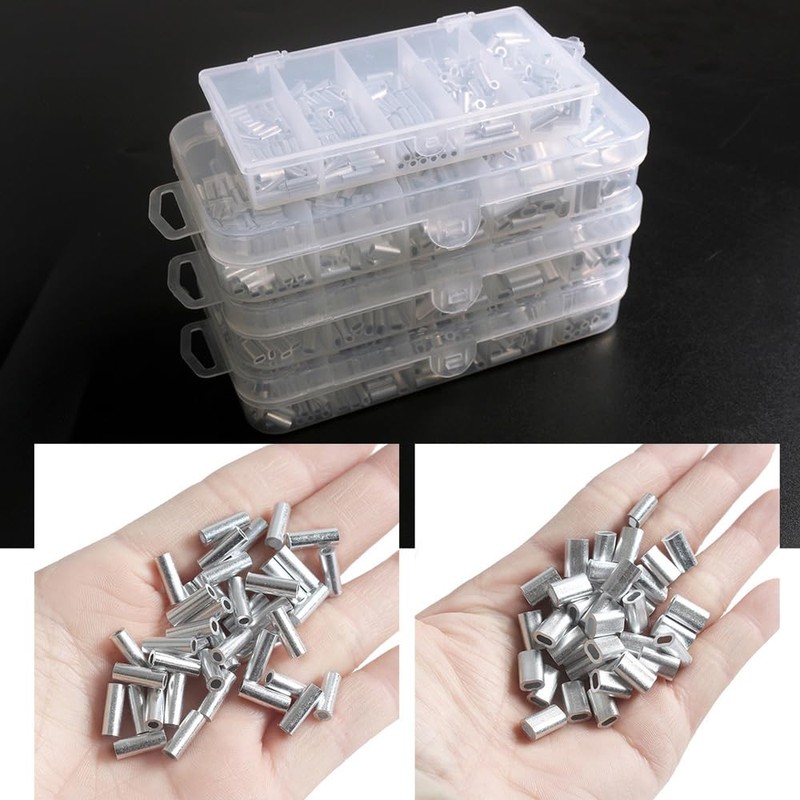 Mingzhe 200pcs Aluminum Crimp Sleeves Connector Kit 5 Sizes Double