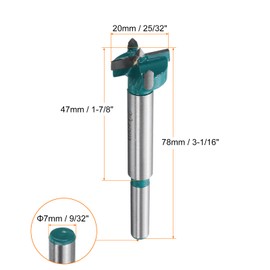 HARFINGTON Forstner Drill Bit 25/32" (20mm) Tungsten Carbide Wood Drill Bit Hole Opener Cutter for Hinge Drilling Woodworking, Green