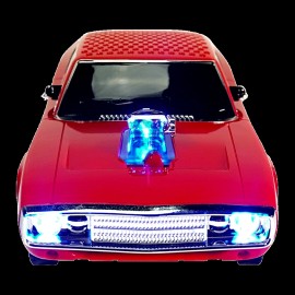 Hooked Electronics Dodge Challenger 1968 Bluetooth Portable Speaker w/ LED Light USB/AUX/FM Radio - Red