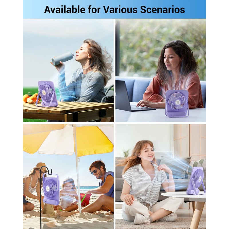 WHATOOK Small Desk Portable Fan Rechargeable: 2 Pack 2000mah 10