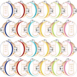 Lukmaa 24 Set 4 Inch Tambourine for Adults Wooden Hand Held Drum with Metal Jingles, Gift Tags, White I Love You Printed Ribbon Percussion Gift Musical Instrument for Church Wedding Party(Colorful)