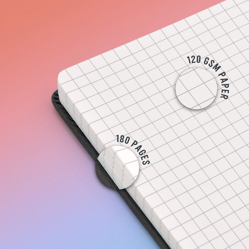 STATIONERY ISLAND A5 Squared Notebook, Graph Paper Notebook with 120gsm