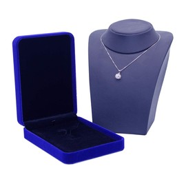 JunningGor Wedding Jewelry Sets Velvet Box Necklace Earring Ring Display Case Storage Holder (Vertical Opening Royal Blue)