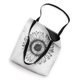 Abstract Black And White Boho Sunflower Minimalist Line Art Tote Bag