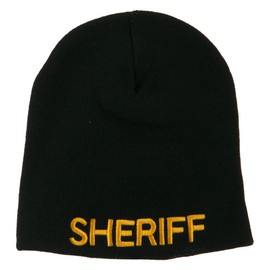 e4Hats.com Sheriff Military Embroidered Beanie - Black OSFM