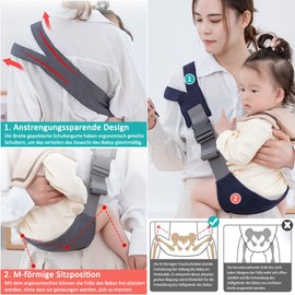 Tyuodna Tragegurt Baby,Tragbar Babytrage,Tragetuch Baby mit Anti-Rutsch-Hüftpolster und Verstellbaren Schnallen,Baby Tragegurt für 5-36 Monate Baby (Blau)