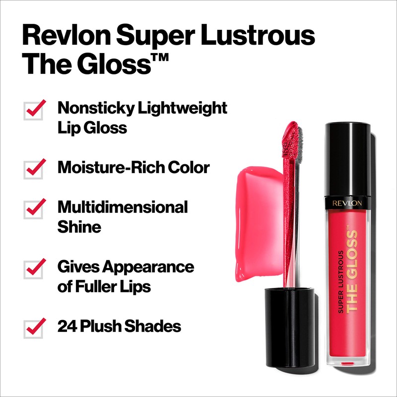 Revlon Super Lustrous Lip Gloss, Non-Sticky, Hydrating, High Shine Finish,