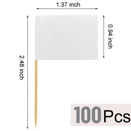 [100 Pack] Blank Toothpick Flags, Cheese Markers for Charcuterie Board Food Label Cupcake Toppers Pick Cocktail Picks for Appetizers, Party Buffet, Cupcake, Food, Fruit, Party Decoration