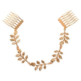 yueton 2pcs Fashion Ladies Athena Olive Branch Tassel Leaf Chain Clips Barrettes Bobby Pin Hair Clips Bride Headwear Edge Clip Clamps Cuff Boho Headbands (Tassel Leaf)