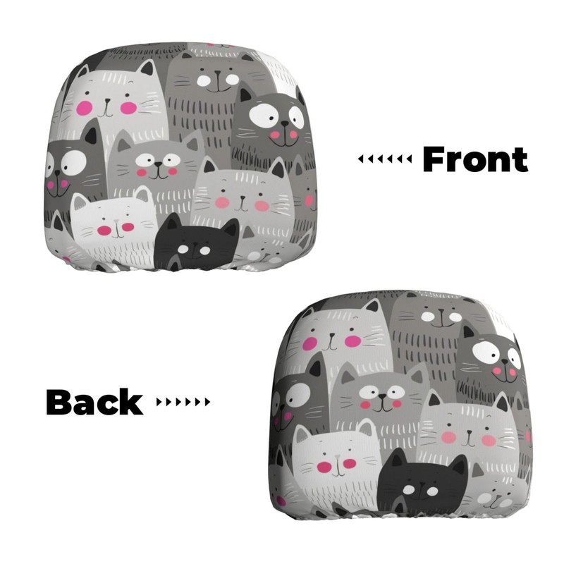 DSSWTP Cat Pattern Universal Car Headrest Cover Soft Car Seat