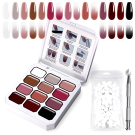 U-Shinein Gradient Painting Gel, 12 Colors Ombre Gel Nail Polish with 100Pcs Nail Sponges & 4 Claws Metal Grabber for DIY Nail Art,Set H