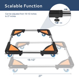SPACECARE Mini Fridge Stand Mobile Roller, Adjustable Furniture Dolly with 4 Locking Wheels, Heavy Duty Washing Machine Base, Universal Appliance Pedestal for Dryer and Refrigerator- Black