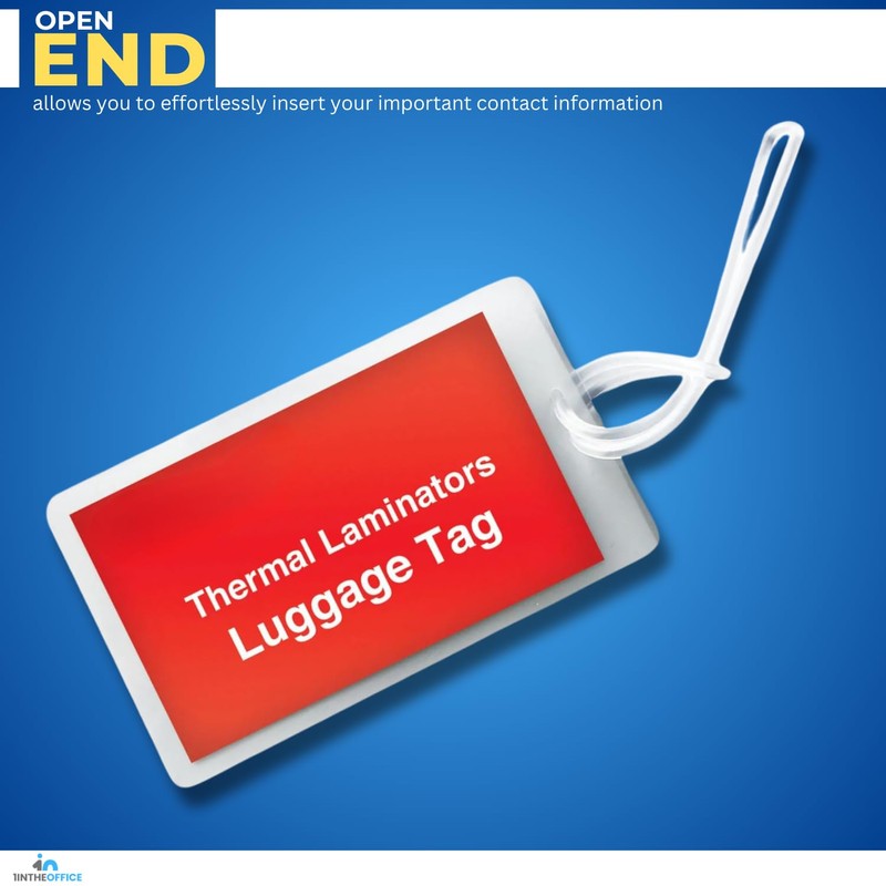 1InTheOffice Clear Laminating Pouch with Loop Attachment, Luggage Tag Style