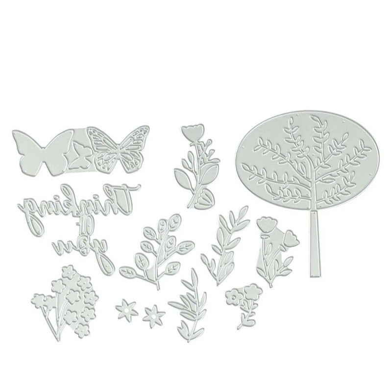 Sizzix® Thinlits Floral Sentiment Die Bundle 722-860 New