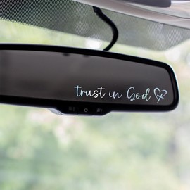 KATINAT 3X Trust in God Rearview Mirror Sticker, Car Stickers for Women, Car Decals, Rear View Mirror Sticker, Stocking Stuffers for Women, Men, Christian Stickers, Christian Car Decals (Holo)