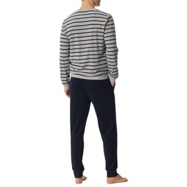 Schiesser Men's Long Pyjamas Warm and Soft Winter Fabric Terry Cloth, Grey melt.