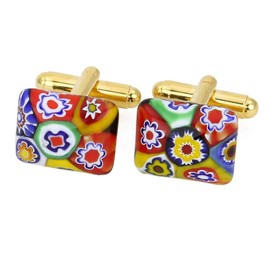 GlassOfVenice Murano Glass Millefiori Rectangular Cufflinks